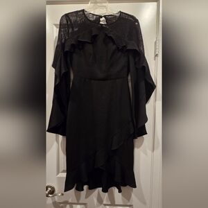 BCBGMaxAzria Black Asymmetrical Ruffle Dress